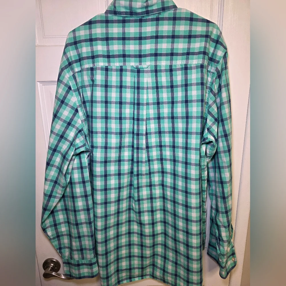 Chaps Long Sleeve Button Down Sunset Green Plaid Shirt- Men's Size XLT